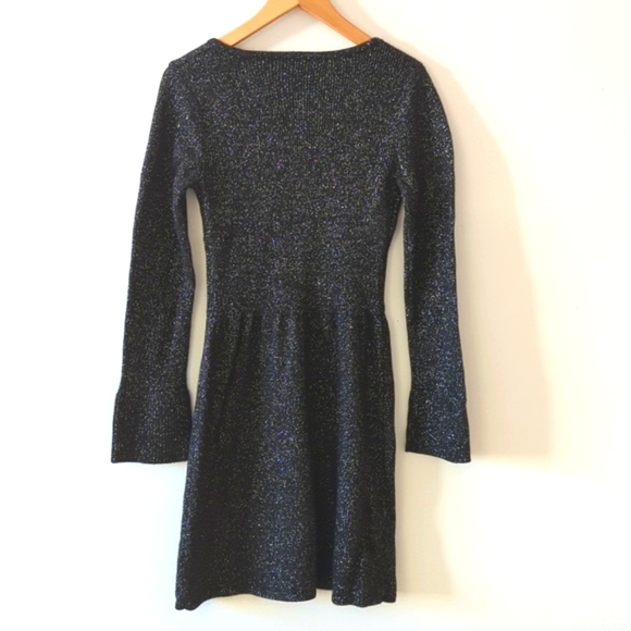 Black with silver thread knit long sleeve party dress! - Picture 7 of 10